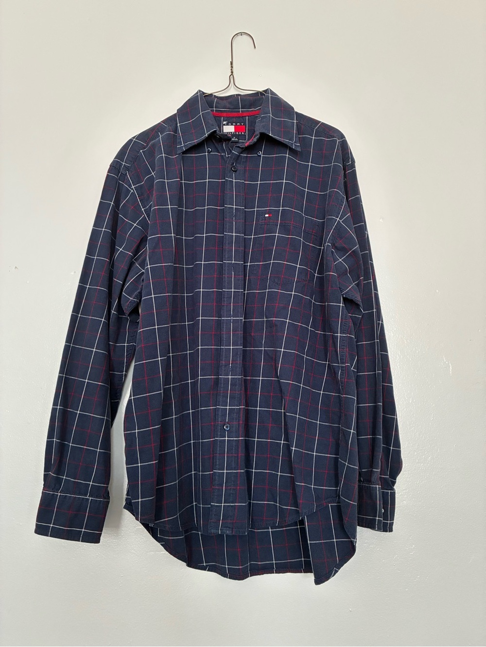 Tommy Hilfiger Navy Plaid Button-Down with Red & White Windowpane